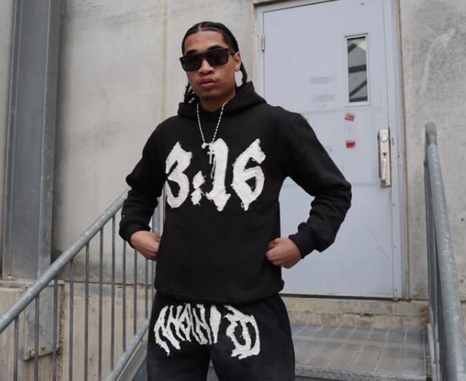 JOHN 3:16 " BLACK HOODIE "