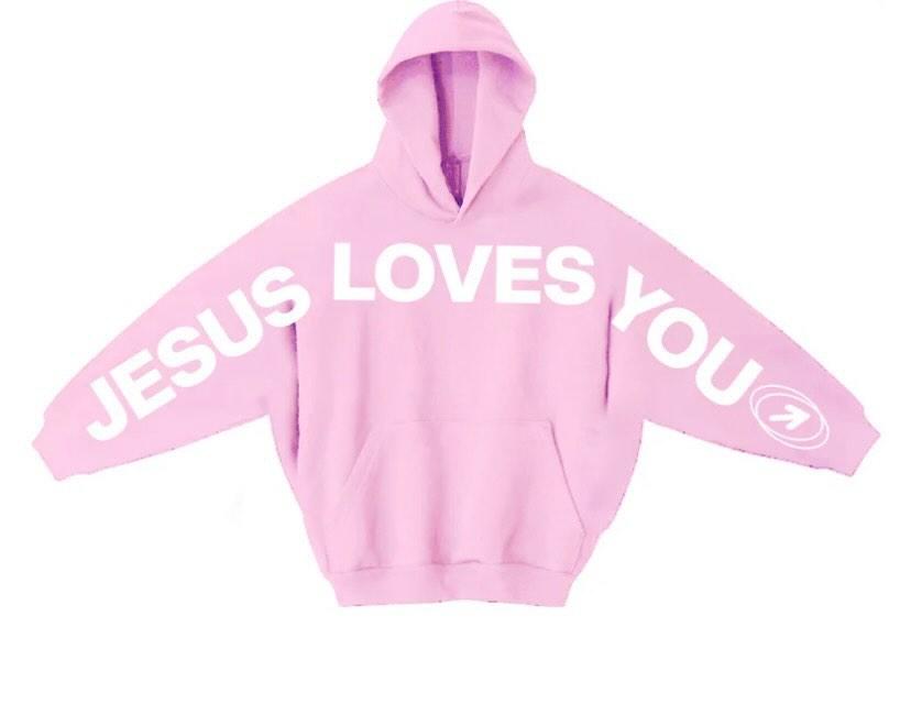 PINK " JESUS LOVES YOU HOODIE "